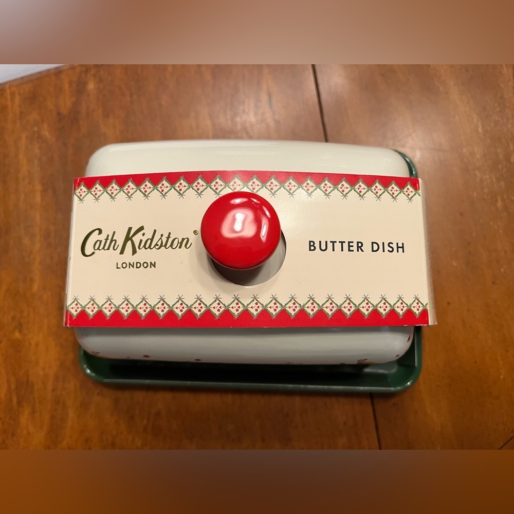 NEW Cath Kidston London Christmas Garland Stoneware Butter Dish w/ Lid - Picture 2 of 6